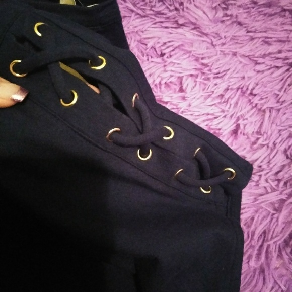 Michael Kors Navy Blue Lace up Logo Shirt - Picture 3 of 3